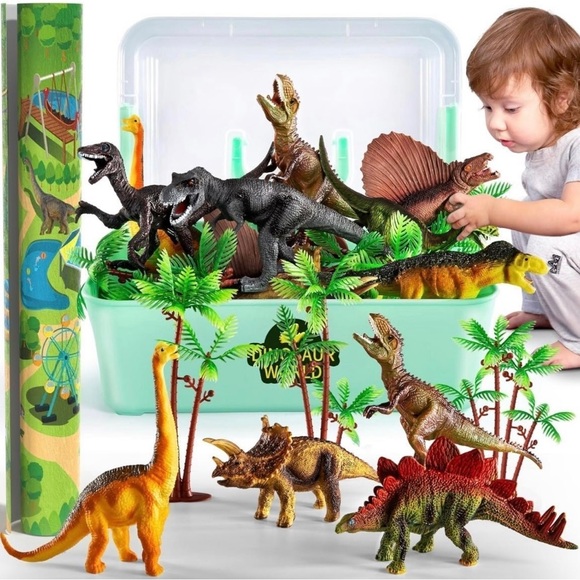 Dinosaur Toys Realistic Jurassic Dinosaurs Figures with Play Mat - Picture 3 of 5